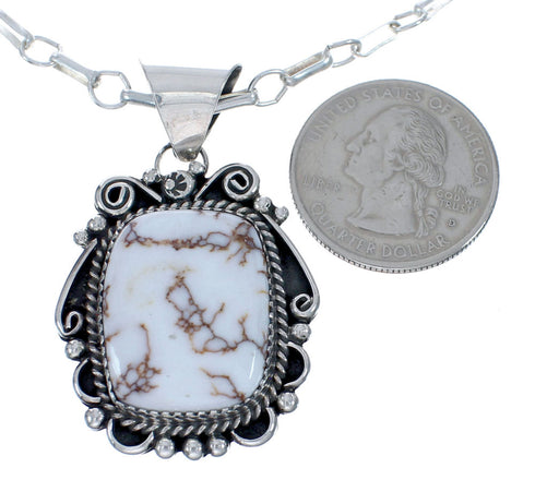 Native American Sterling Silver Wild Horse Turquoise Chain Necklace JX127056